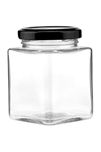 Generic Clear Square Glass Jar with Black Metal Lid | Airtight Storage Contai...