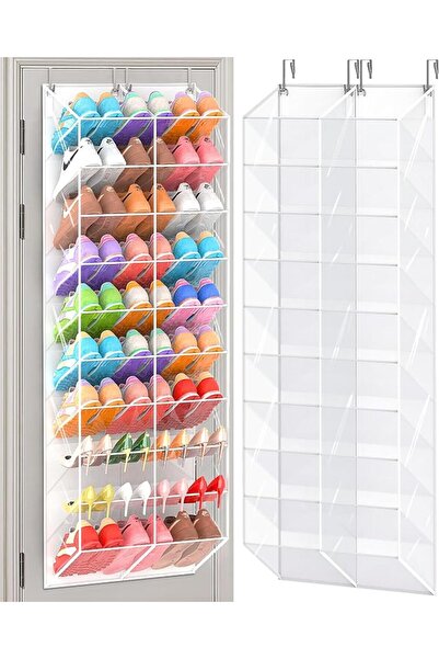 GENERAL UVIAHOMI 30 Pairs Over the Door Shoe Organizer, Clear Pockets Hanging...
