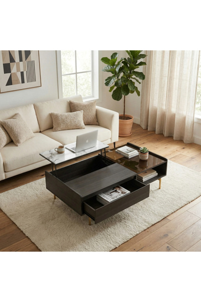 Baytonia Jessica Modern Coffee Table - Black and White Marble
