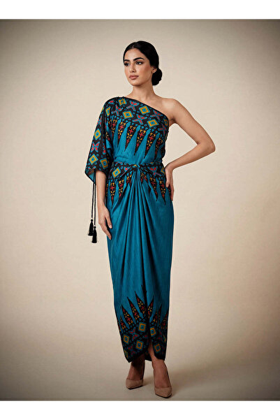 ECSTACY COUTURE Ankara blu pleat