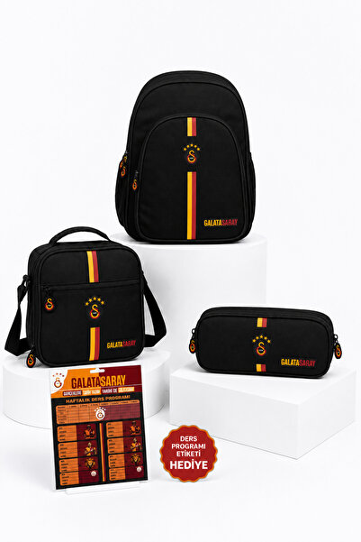Galatasaray 26592 Licensed 3-Piece School Bag Set Backpack Lunch Bag Pen Holder