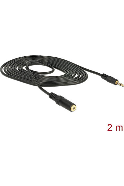 DELOCK Καλώδιο Jack 3.5mm TRRS, αρσενικό 3.5mm σε θηλυκό 3.5mm, Μαύρο, 2μ, με...