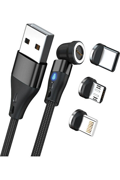 realpower Μαγνητικό καλώδιο USB σε Lightning / Type-C / micro USB 2μ (439643)