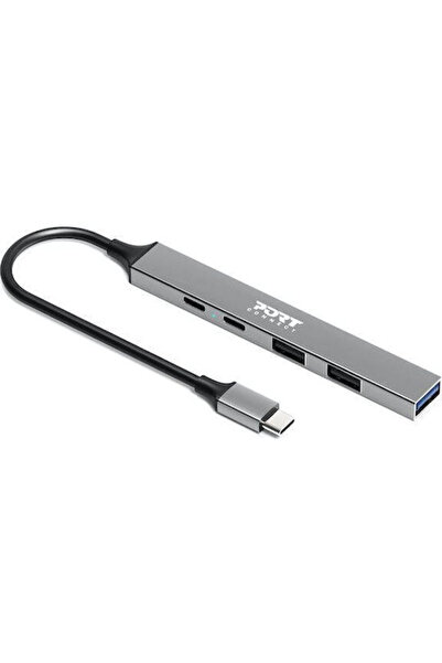 PORT DESIGNS USB 3.0 Hub 4 θυρών με σύνδεση USB-C Γκρι