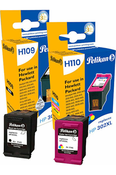 Pelikan Συμβατό με H109/110 Πακέτο μελάνης για εκτυπωτή inkjet HP 302XL F6U68...
