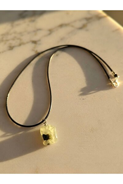 Meneva Aksesuar Rutil Quartz Natural Stone Leather Cord Necklace