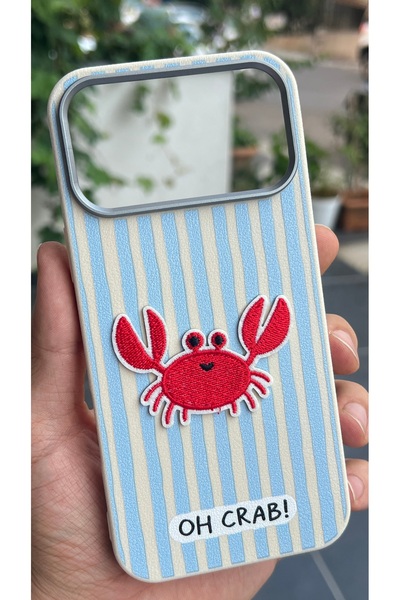 EDELFU iPhone 17 PRO / 18 PRO uyumlu - Yengeç Nakışlı, Çizgili Silikon Soft T...