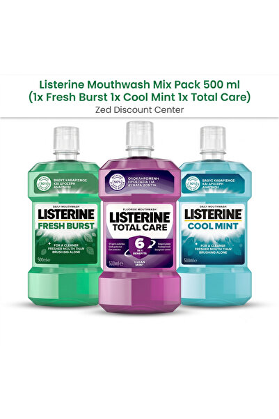 Listerine Pachet de apă de gură 500 ml (1x Fresh Burst 1x Cool Mint 1x Total ...
