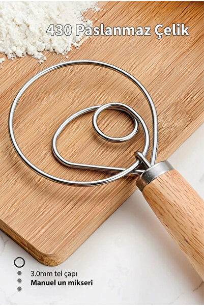 Dmc Danish Type Dough Whisk - Stainless Steel Flour & Sourdough Mixer with Wo...