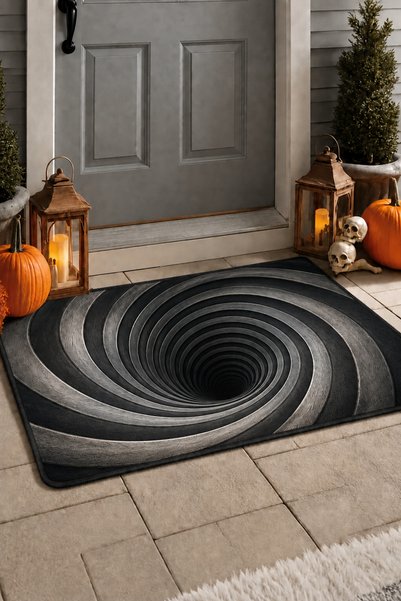 ZNG design home Sipiral Sonsuzluk Gökyüzü 3D İllüzyon Kapı Önü Paspası 70×50 ...