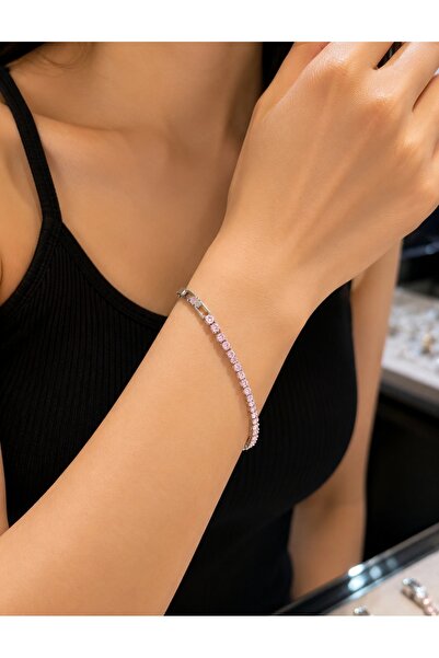 ELANORAFORYOU Pink Stone Gold and Silver Waterway Steel Bracelet – Women's Br...