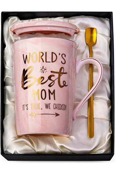 GENERAL Teacher Appreciation Gifts for Women, 14oz Pink Marble Ceramic Gold P...