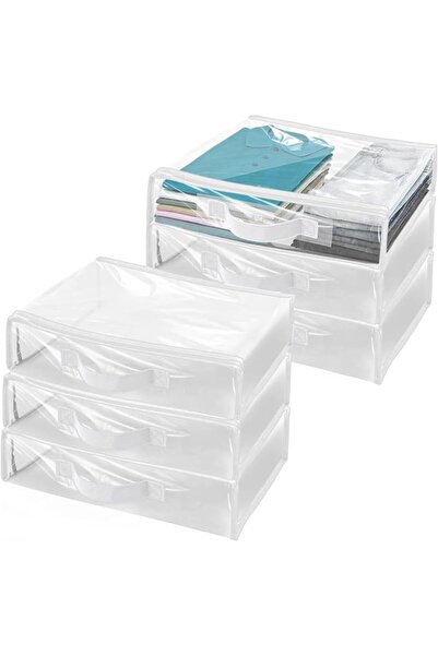 KASTWAVE Clear Clothes Storage Bags with Zipper - 6-Pack Foldable Wardrobe Or...