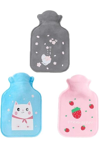 KASTWAVE Small Hot Water Bottle Set, 3 Pcs Premium Mini Warmers for Relaxatio...