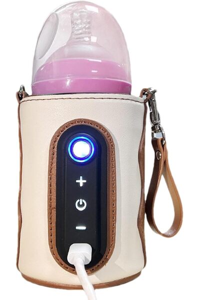 KOWVOWZ حقيبة محمولة لتسخين زجاجات الأطفال، سخان زجاجات يعمل بـ USB مع شاشة L...