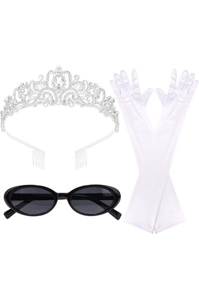 KASTWAVE Princess Costume Accessories Set for Women: Rhinestone Tiara, Long W...