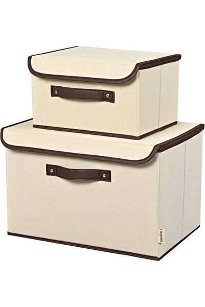 GENERAL Set of 2 Fabric Storage Bins with Lid – 2 Different Sizes – Closet & ...
