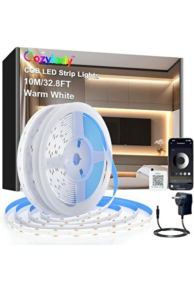 Cozylady COB LED Strip Lights 5M,Bluetooth APP Control,Warm White 3000K 320LE...