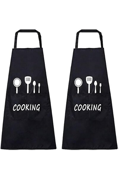 GENERAL 2 Pack Couple Kitchen Aprons Waterproof, Adjustable Neck Strap, Black...