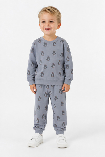 monox Unisex Printed 3-Thread Set with Fleece Inside (Fleece Lining)