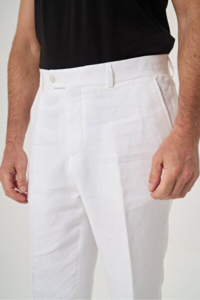 Velvarde Linen Slim Pants White
