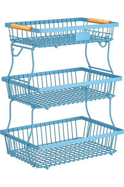 GENERAL 3 Tier Fruit Basket for Kitchen Counter with 2 Banana Hangers, Counte...