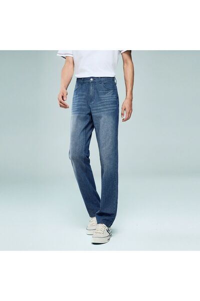 Giordano Men's Denim Mid Rise Slim Zipper Jeans