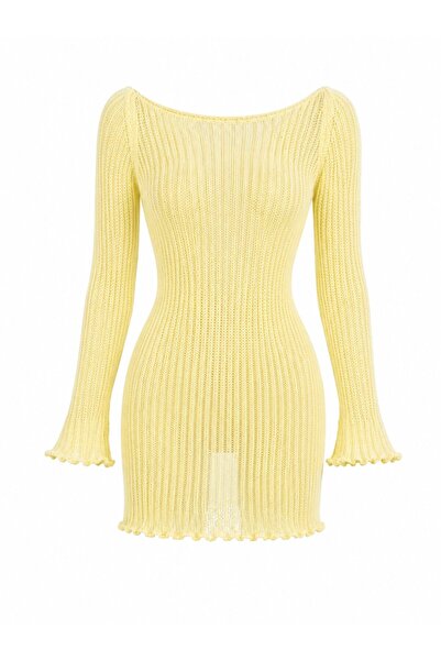 Laluvia Yellow Glitter Mini Beach Dress - 1608