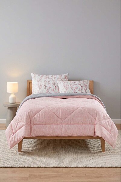 Rivaİstanbul Powder-Grey Modie Double Sided Luxury Wellsoft Quilt 195X215 cm
