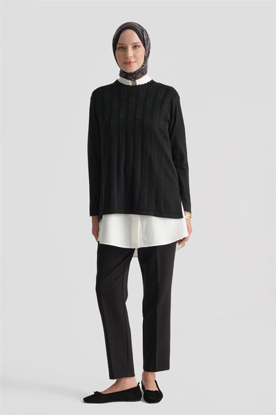 Armine Knitted Patterned Sweater Black