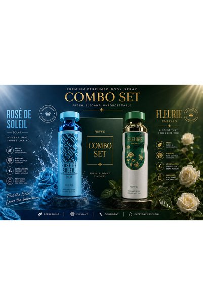 Riiffs RIFFS Combo Set – Rose de Soleil Eclat & Fleurie Emerald Perfumed Body Spray, 200ml Each