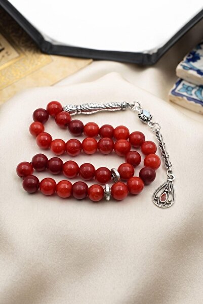 Prestige Natural Agate Stone 33 Prayer Beads with Metal Tassel 8mm Sphere Cut...