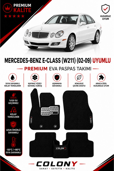 COLONY Mercedes-Benz E Class W211 Uyumlu EVA Paspas Tam Set–Araca Özel,Kolay ...