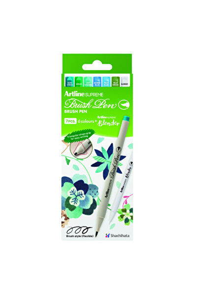artline Carioca Corp Triunghiular, Supreme Green Leaves, Varf Flexibil (Tip P...