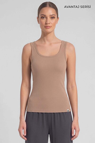 Aytuğ&Mısırlı Egyptian Women's Camisole Backless Strappy Tshirt Milky Brown
