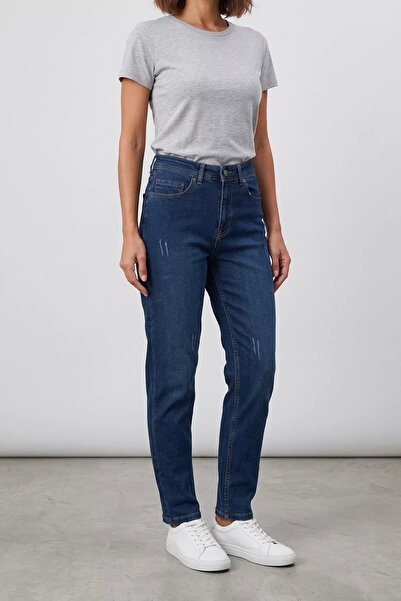 Aryena Navy Blue Women's Washable Daily Stylish Jean Denim Trousers