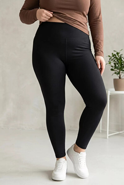 Aryena Black Women's Large Size High Waist Lycra Leggings