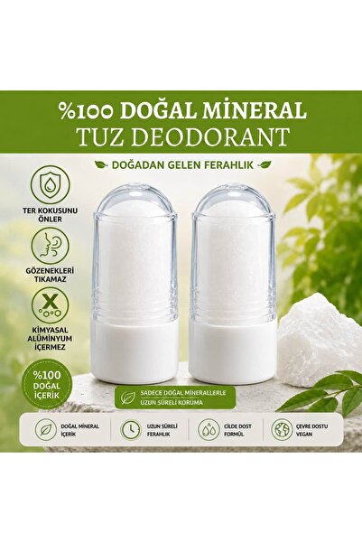 E-DOĞAL MARKET DOĞAL KAYA TUZU Doğal Kristal Tuz İçeren Roll-on Stick 60gr (T...