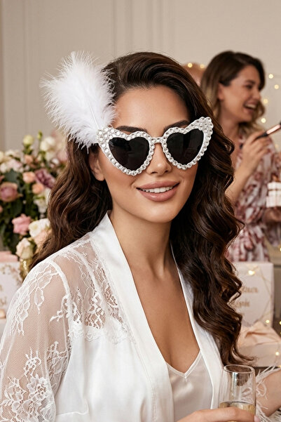 bb bridal boutique Bridal Glasses with Stones and Feathers, Birthday, Heart-S...
