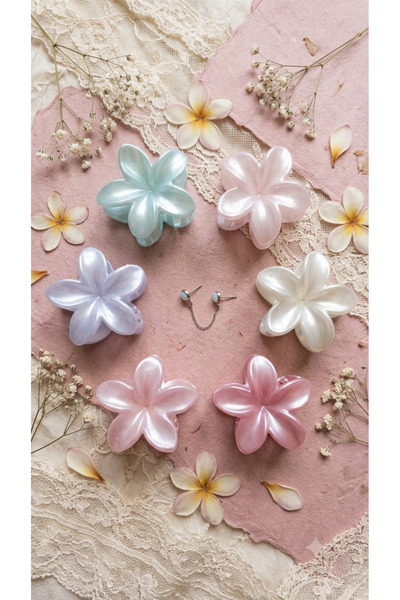 ŞEHRAZAT HANDMADE TASARIM MİNİ BOY MAT SEDEFLİ LOTUS SAÇ TOKASI