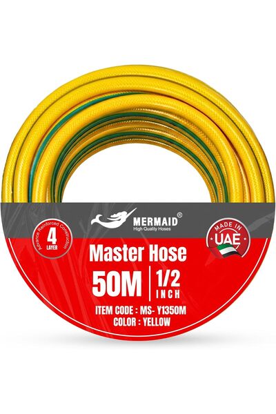 MERMAID 1/2 Inch 50 Meter Garden Hose - Yellow | 4 Layer PVC Reinforced Water...