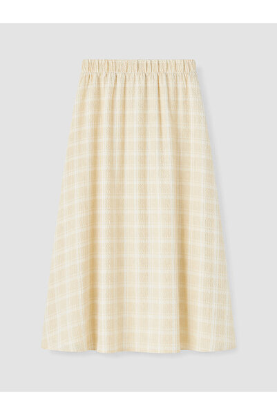LC Waikiki Trendlucky Women's Checkered Textured Midi Skirt with Elastic Waist