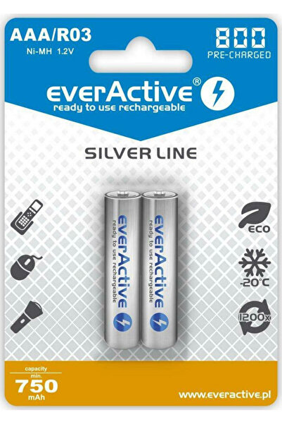 everActive Silver Line Επαναφορτιζόμενες Μπαταρίες AAA Ni-MH 800mAh 1.2V 2τμχ