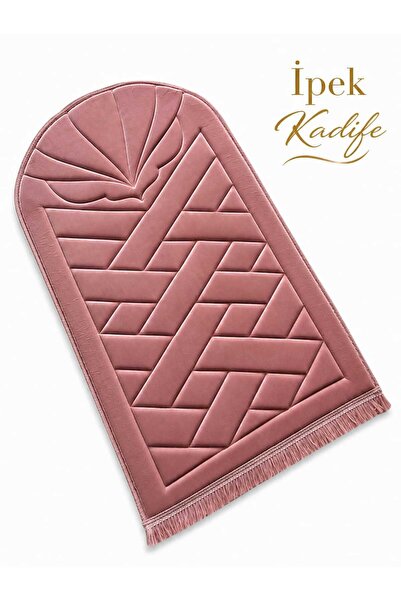 Generic Brand Yüsrina Silk Velvet Prayer Mat with 1.5 cm Sponge, Special Embr...