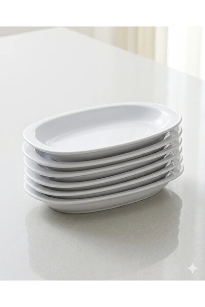 BİODATA 6 Pieces Unbreakable Melamine Oval Boat Plate for Breakfast and Side ...