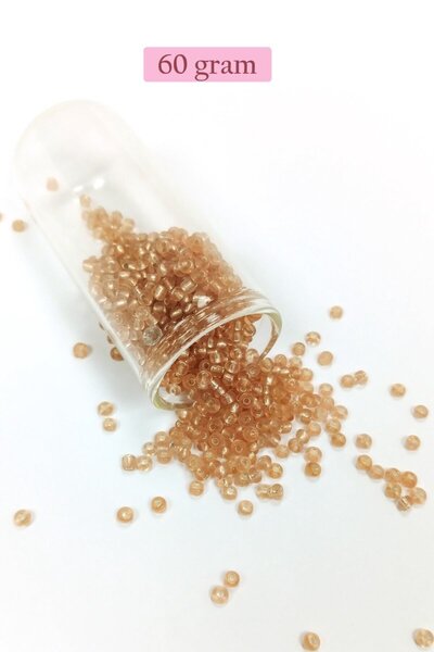 Generic Brand Cast glass sand beads (8/0) 3 mm - 60 grams - transparent honey...
