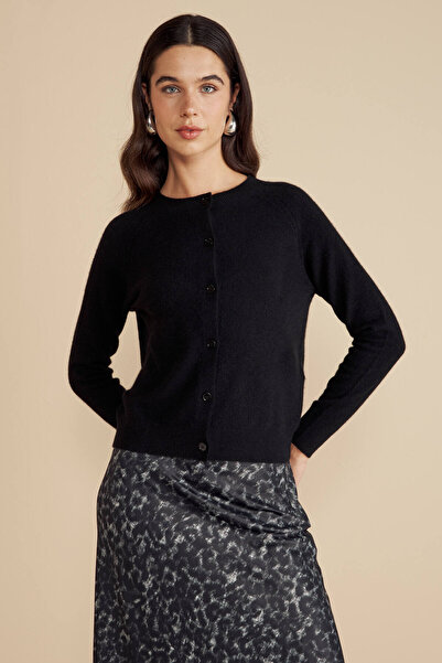 BROOKS BROTHERS Kadın Siyah %100 Kaşmir Reglan Kol Dikişsiz Hırka