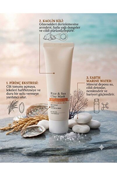 e.damla beauty Rice & Sea Clay Mask Pirinç ve Deniz Özlü Kil Maskesi 100 ML