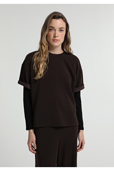 Colin's Regular Fit Round Neck Plain Women's Brown Short Sleeve T-Shirt