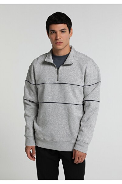 Colin's Relaxed Fit High Collar Plain Men's Gray Sweatshirt